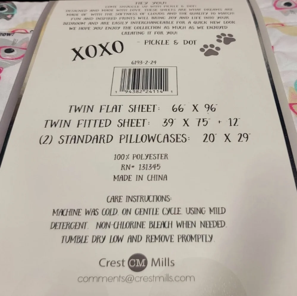 4pc Set Cats With Eye Glasses Coquette Bow Twin Bed Sheet Set Decor NEW